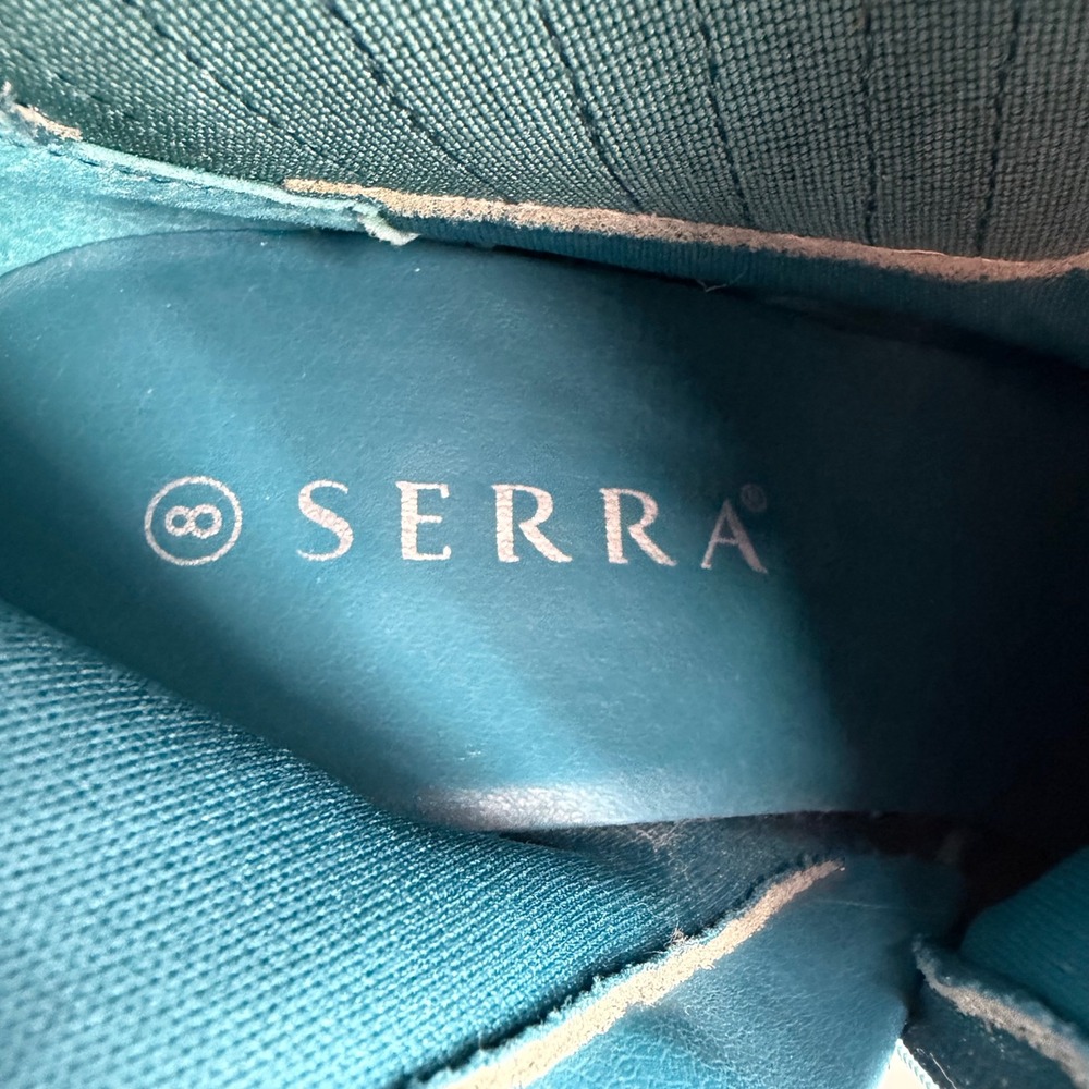 Serra‎ Teal Blue Suede Chelsea Block Heel Ankle Boots Size 8 - Picture 6 of 8